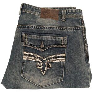 Blue Cult Jeans 5 Pockets Mens Size 48 X 32 Distressed Rocker Moto Straight Leg